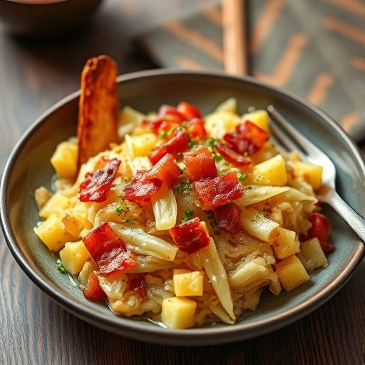 Zuurkoolstamppot met spek en ananas